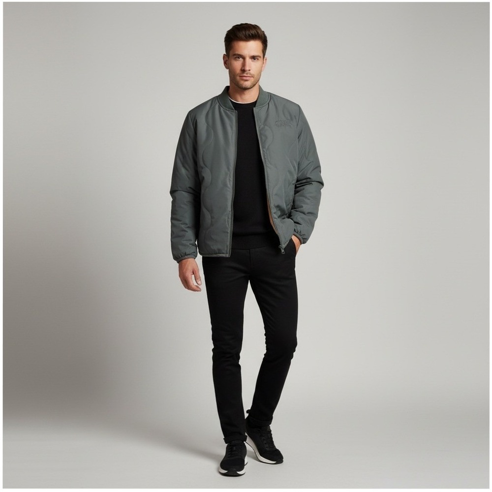 PICTURE Organic Quilted Bomber Jacket Mens‎ Full Zip Gray Size XS